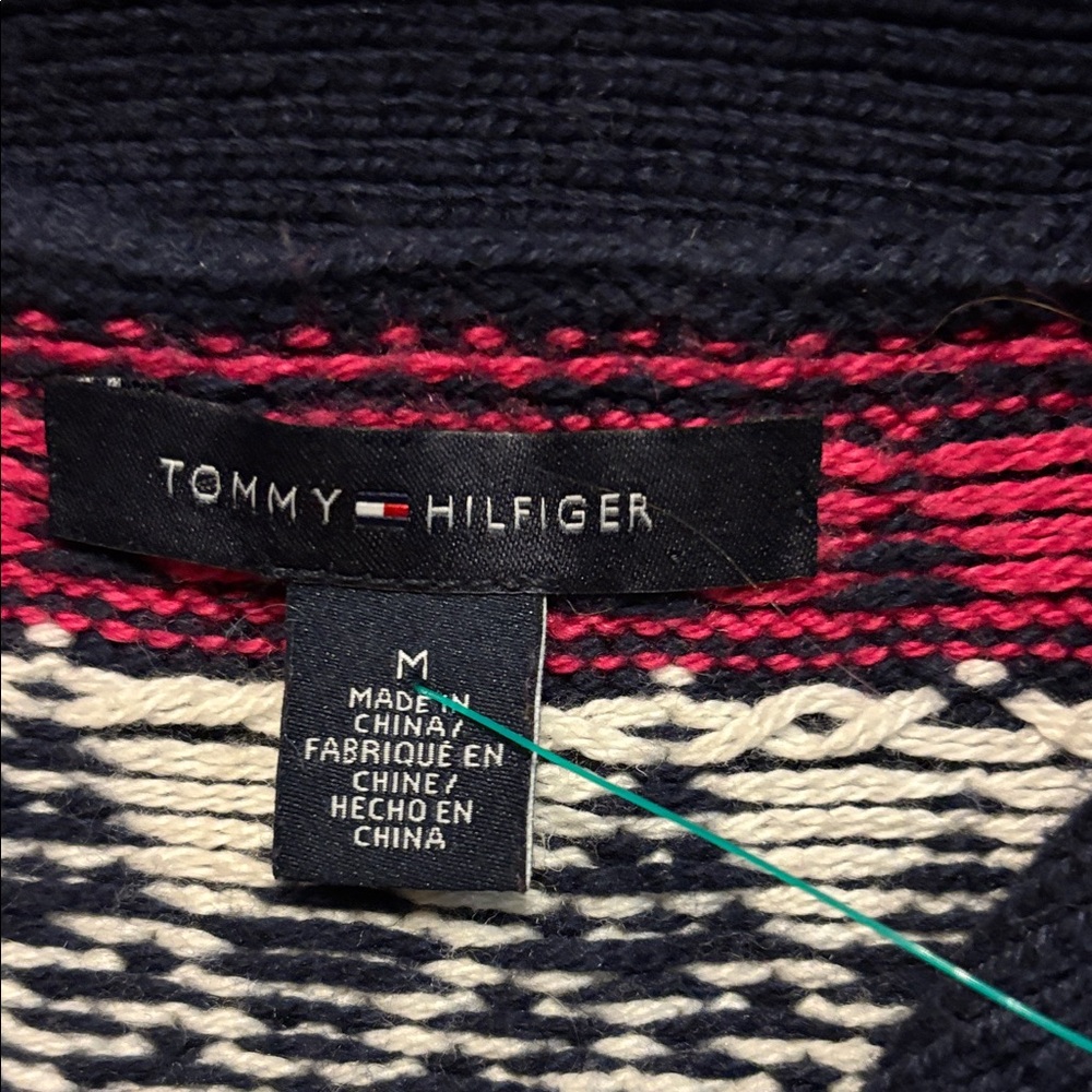Tommy Hilfiger Navy and Pink Zip-Up Sweater - Picture 2 of 2